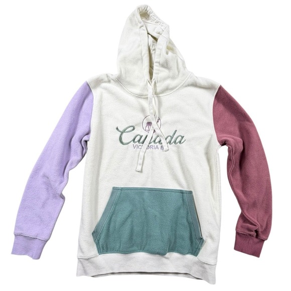 Northern Souvenirs Tops - Y2K Canada Victoria BC Souvenir Colorblock Fleece Hoodie Womens Small